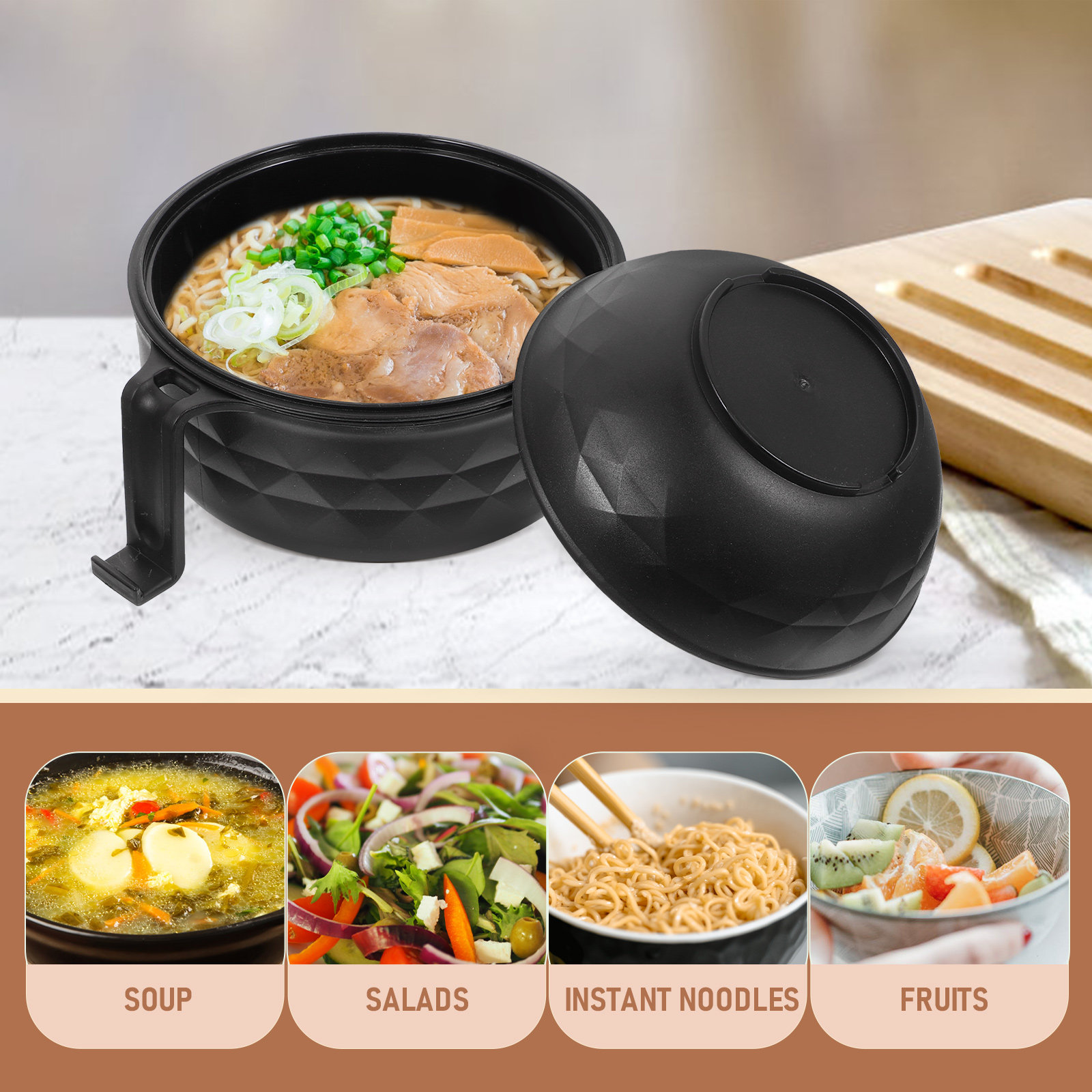 Reusable Straw - 1Set Wheat Straw Food Bowl Set