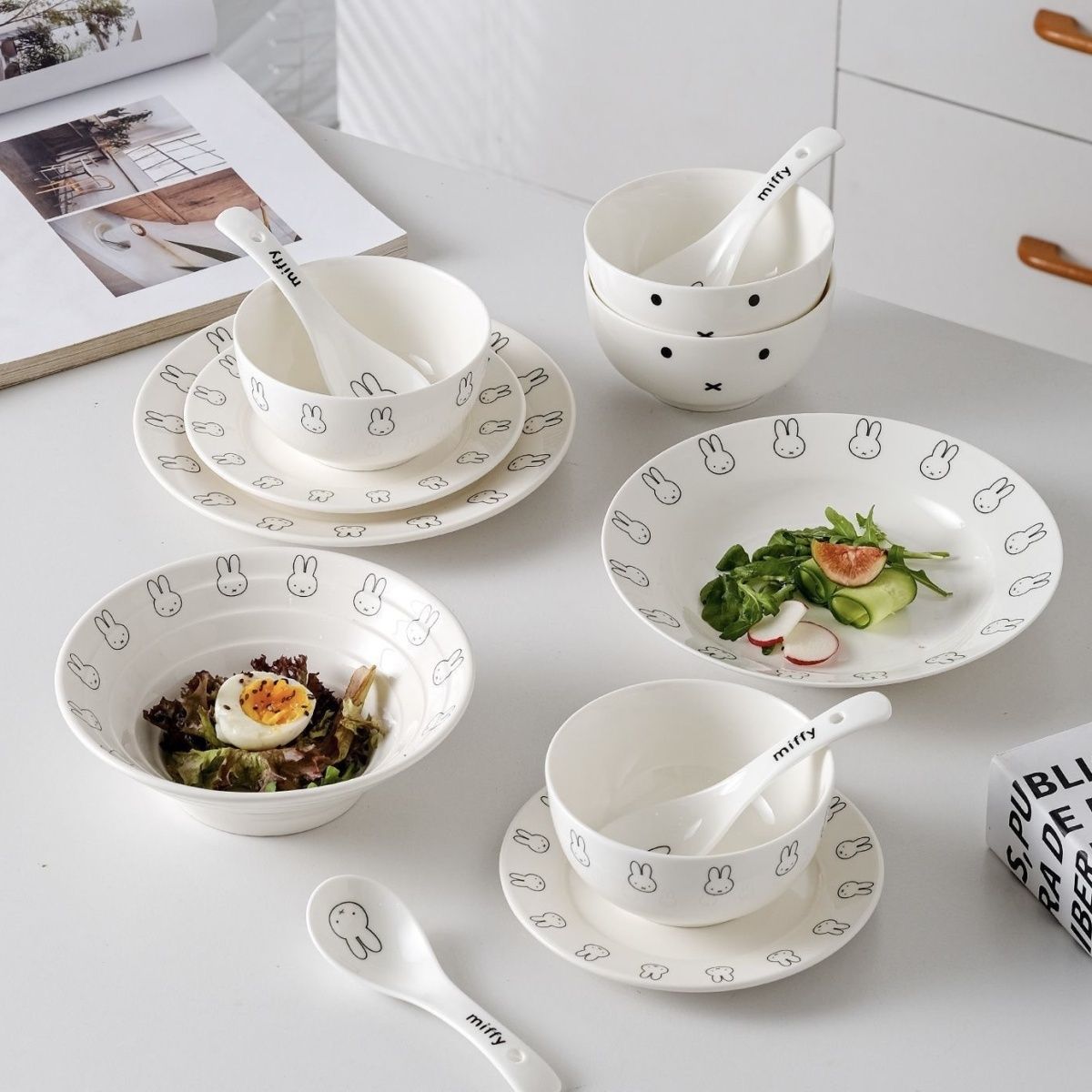 Anime Cute Miffy Simple Cerami - đánh giá và giá Bamboo Cutlery